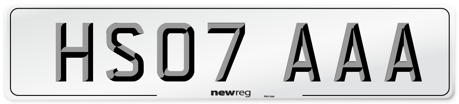 HS07 AAA Number Plate from New Reg